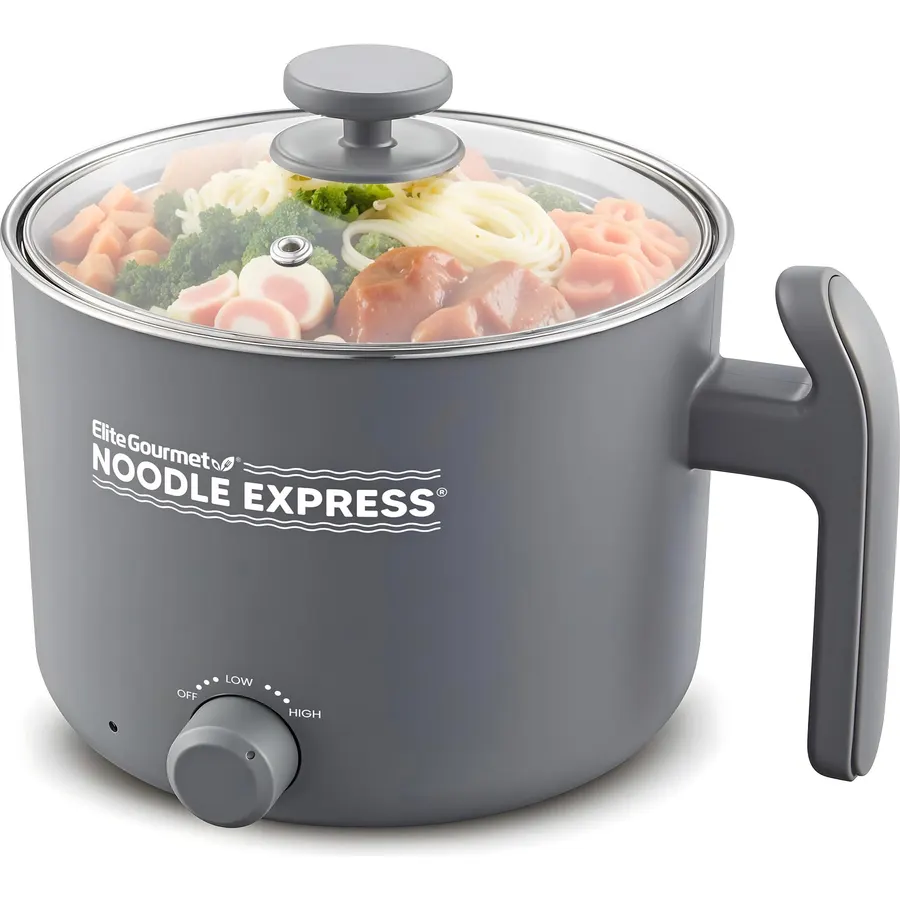 Elite Gourmet 1.25Qt Noodle Express Electric Hot Pot, Stainless Steel