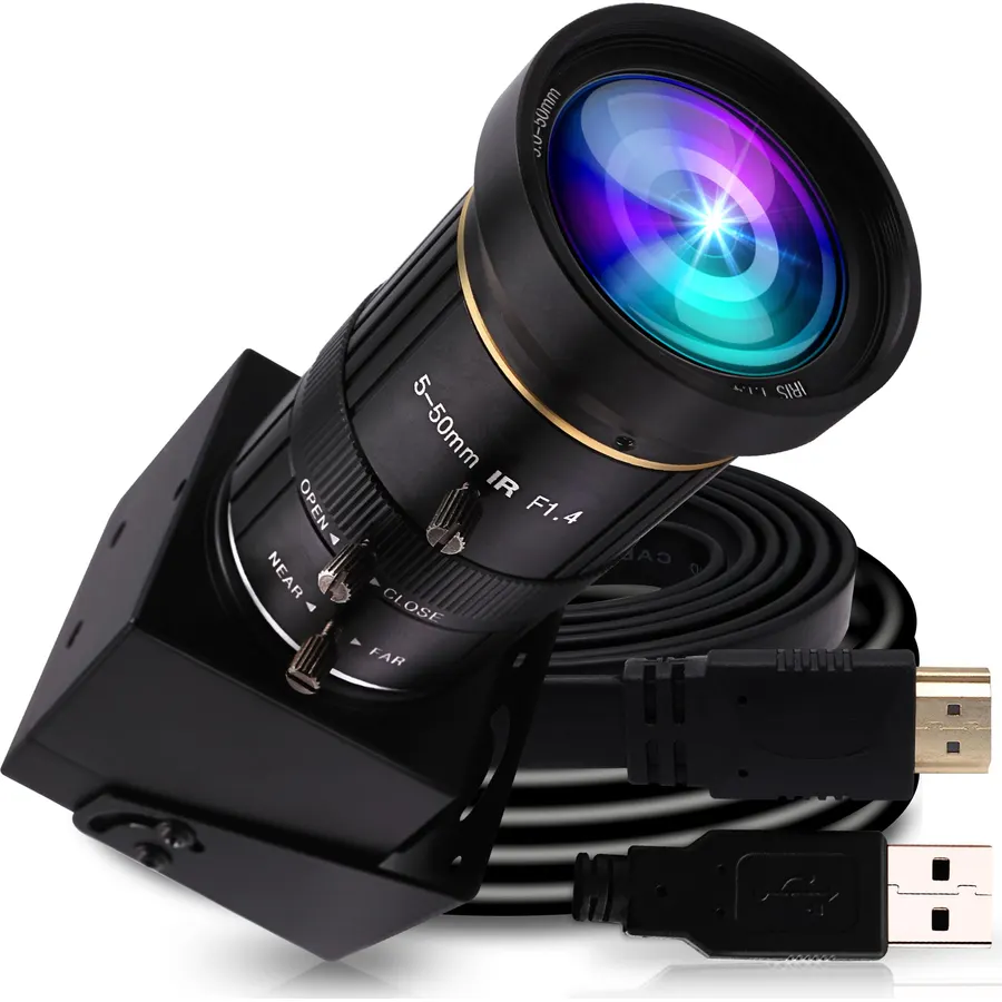 ELP 4K USB3.0 HDMI USB Camera Manual Zoom Webcam 4K 60fps PC Camera Mini Close-up Camera for Computer H.264 Telescope USB Security Camera 8mp Industrial CCTV Camera (5-50mm 10X Zoom Lens)