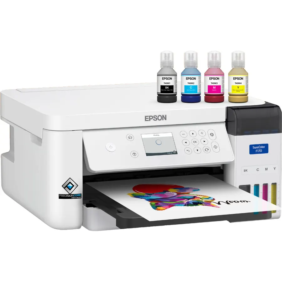 Epson SureColor F170 Dye-Sublimation Printer – Compact 8.5" x 11" Format – Includes Genuine Epson Ink, User Guide & Power Cable – Original OEM Product with Full Manufacturer Support