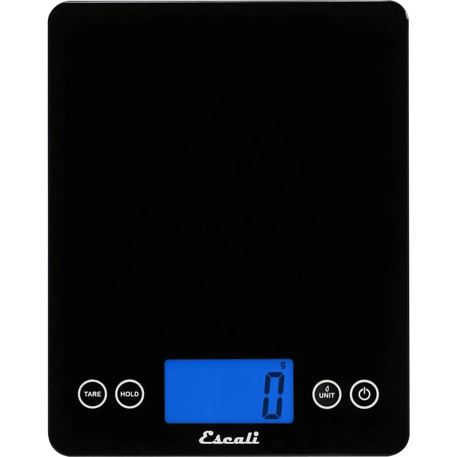 Escali 2210IB ArtiXL Extra-Large Glass Digital LCD Display Kitchen Scale, Measures Liquid and Dry Ingredients, Tare Function, 22lb Capacity, Black
