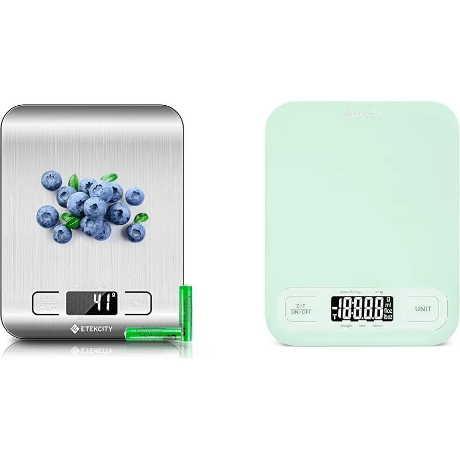 Etekcity 11lb Digital Kitchen Food Scales, 304 Stainless Steel with LCD Display, Weigh Grams and Ounces for Cooking and Baking