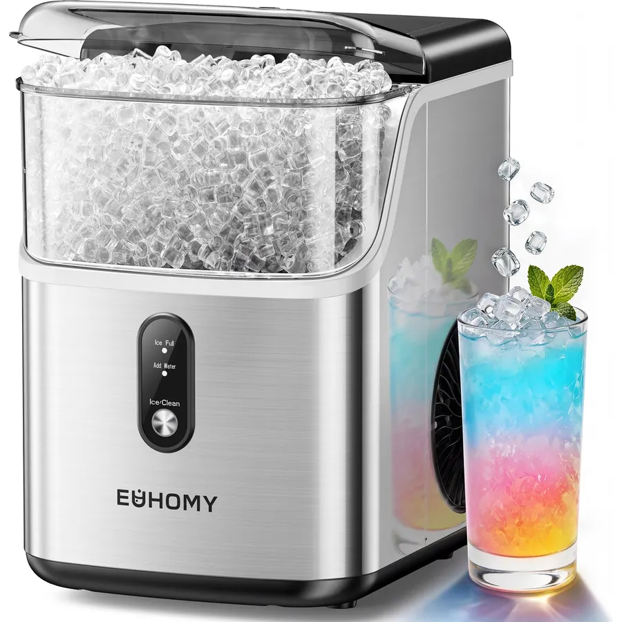 Electactic Nugget Ice Maker Countertop, 35Lbs/24H, Ready in 7 Mins Pebble Ice Maker Machine, Self-Cleaning Pellet Ice Maker with Ice Scoop&Basket, Countertop Sonic Ice Makers for Home, Stainless Steel