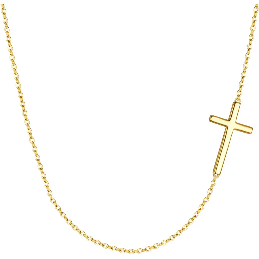 EVER FAITH Dainty 925 Sterling Silver Simple Sideways Cross Choker Necklace