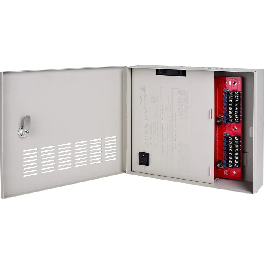 EVERSECU 4K CCTV Power Supply 16 Channel Adjustable DC11V ~DC15V 32 Amp Output Reset Fuse with Anti-Ripple and Anti-EMI Interference Circuit Designed for 4K IP/CCTV Security Cameras System