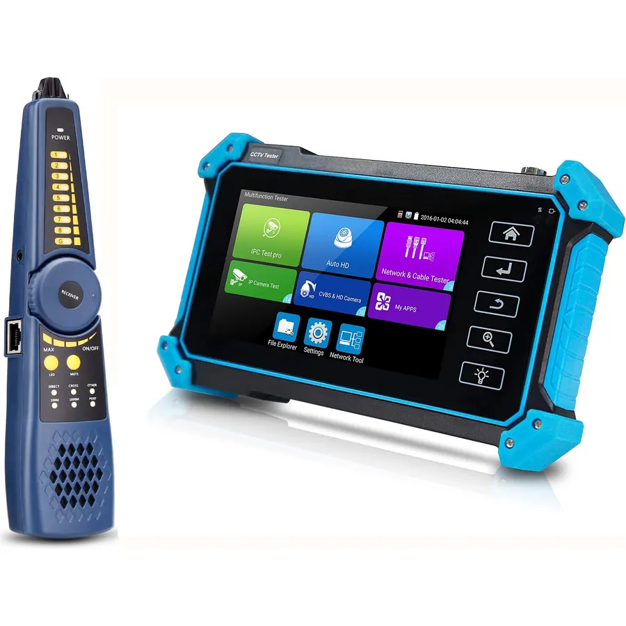 EVERSECU CCTV IP Camera Tester Monitor, 8MP AHD CVI TVI CVBS IP Camera Test 4K HD Display Video Monitor 5inch IPS Touch Screen IPC Tester Support POE PTZ WiFi RS485 HDMI & VGA Input DC12V Output
