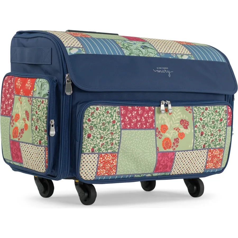 Everything Mary XL Rolling Sewing Machine Case | Quilted Pattern | 4 Spinner Wheels | Sewing Machine Travel Bag