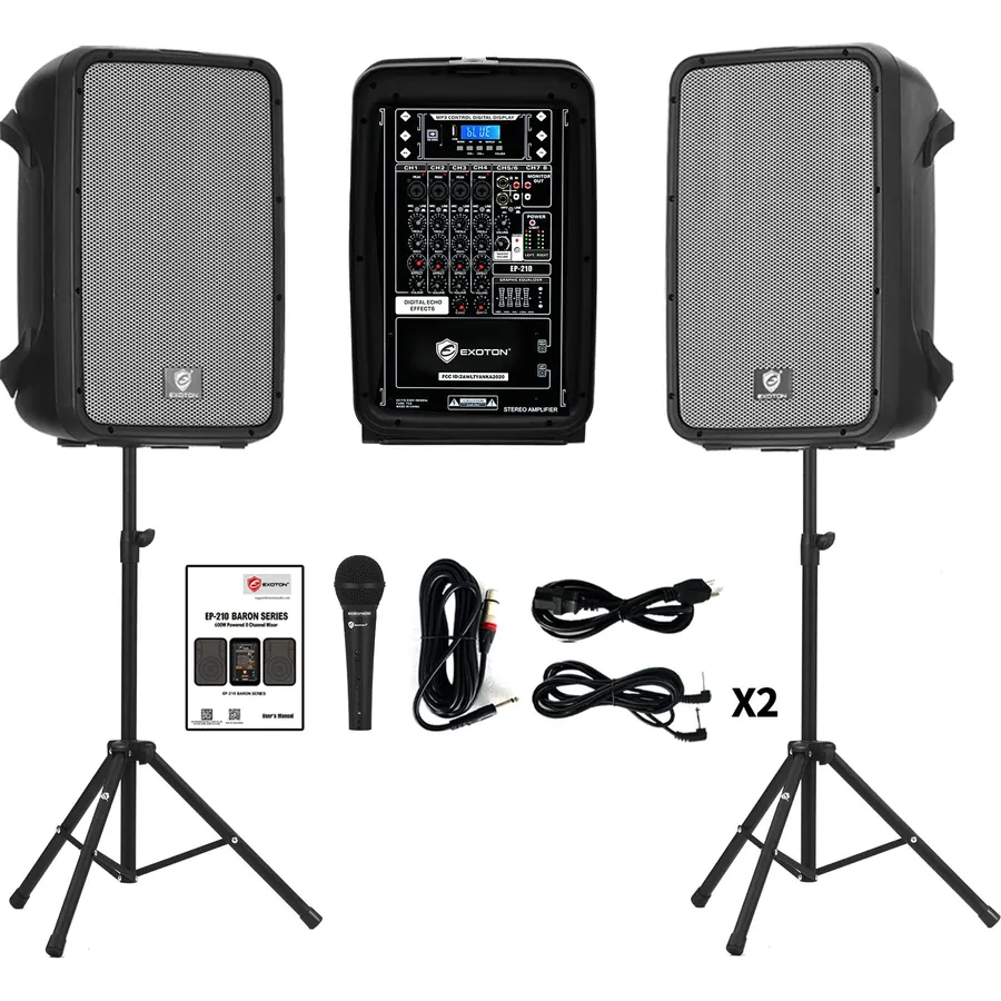 EXOTON EP-210 10inch PA System with 8-Channel Mixer