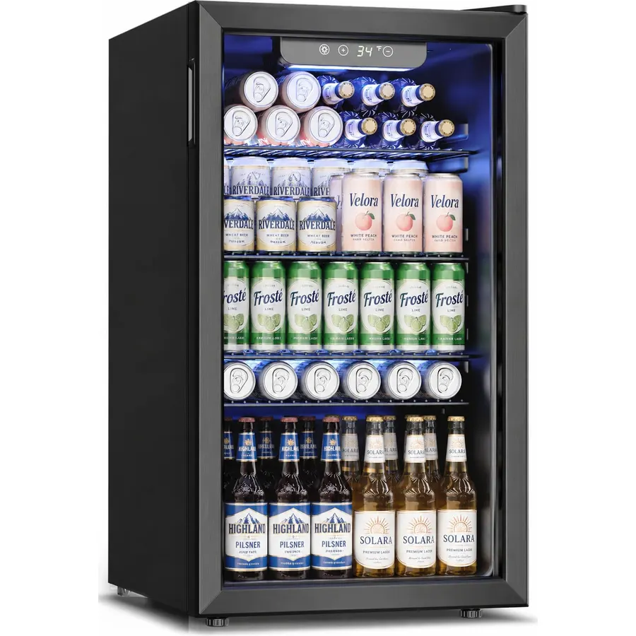 Feelfunn 24 Can Beverage Refrigerator, Mini Fridge, Black