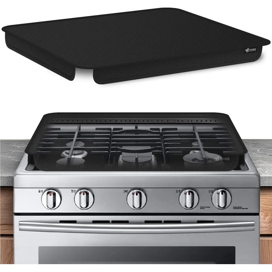 FLASLD Soft Gas Stove Burner Cover Fabric Mat, 29.5×21 Inches Foldable Easy Clean Gas Stove Protector, Anti Dust Stove Covers, Washable Stove Guard Top Protector