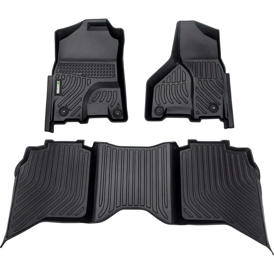 Floor Mats for 2013-2018 Dodge Ram 1500/2500/ 3500 Crew Cab, TPE Automotive All Weather Cover Protection Waterproof Floor Liner Front & Rear Row Full Set Car Mats for 19-24 Ram 1500 Classic Crew Cab