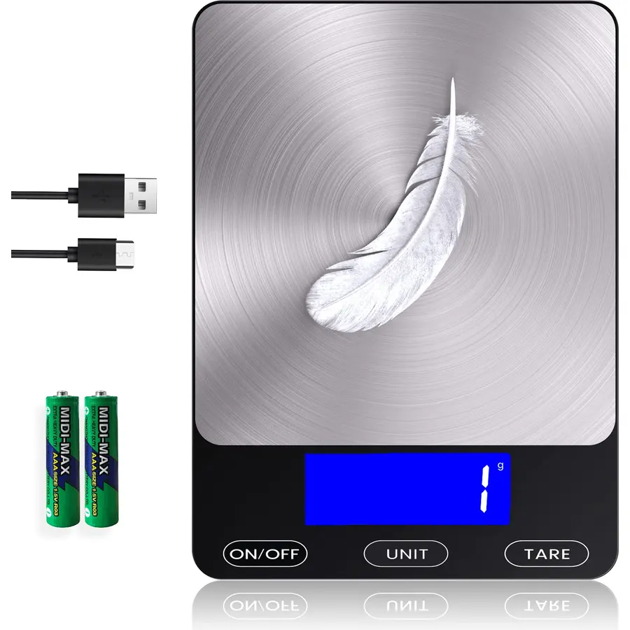 33lb Rechargeable Food Scale, Diyife 304 Stainless Steel Kitchen Scale
