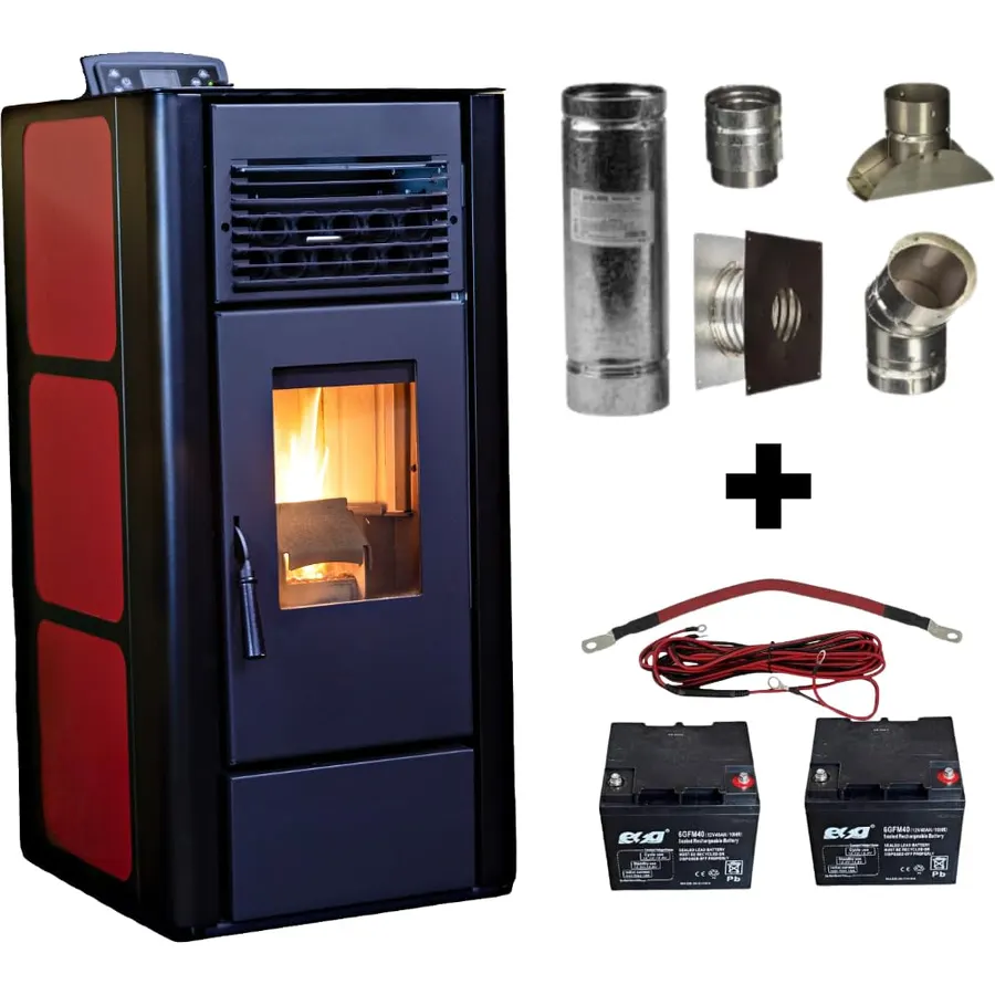 Freedom Stoves Independence PS21 Freestanding Pellet Stove: 34,700 BTU Heating Power, 24V Battery Backup, Wi-Fi Control, 800–1800 Sq Ft Coverage, Includes Batteries & Vent Kit, 5-Year Warranty