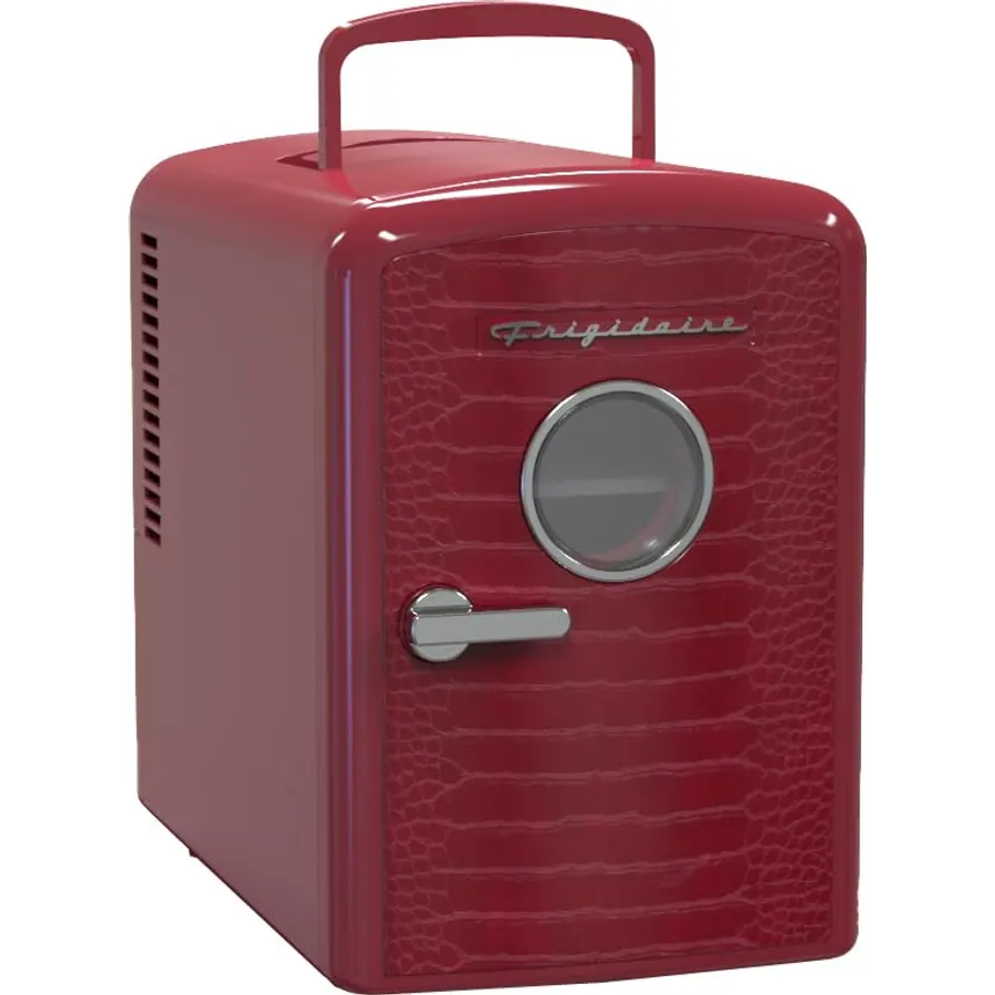 Frigidaire 9 can/6l mini personal fridge cooler Crocodile finish door-W: 7.08" x L: 11.81" X H: 10.04 (Red)