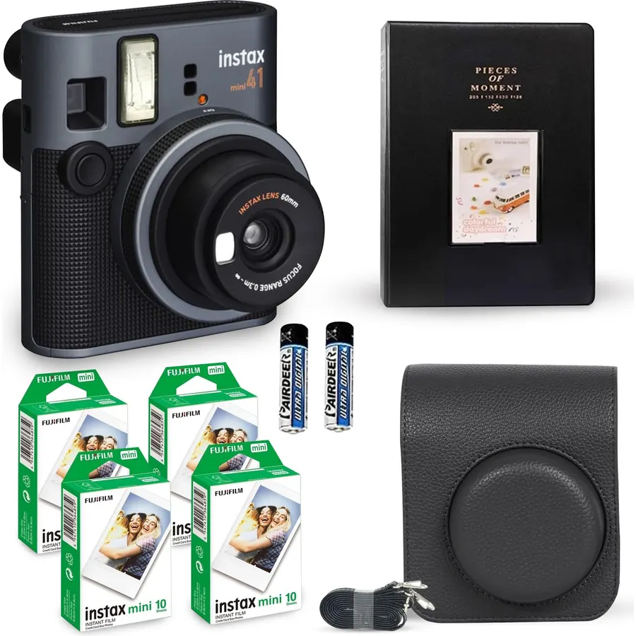 Fujifilm Instax Mini 13 Instant Camera Dreamy Purple + Fuji Film Value Pack (40 Sheets) + Tudak Accessories Bundle, Incl. Compatible Carrying Case, Quicksand Beads Photo Album 64 Pockets