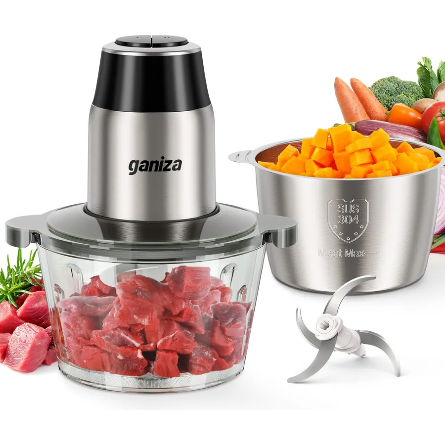 Ganiza Food Processors with 2 Bowls, 450W Meat Grinder Vegetable Chopper