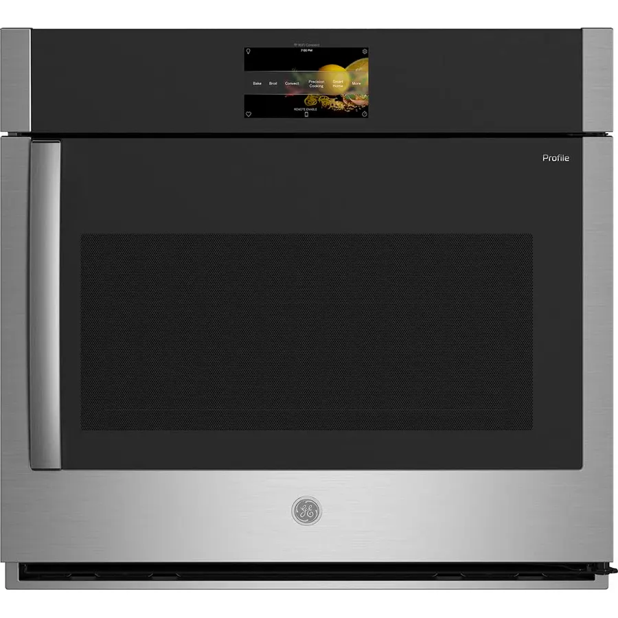GE Profile 30 in. Smart Single Electric Wall Oven with Right-Hand Side-Swing Doors and Convection in Stainless Steel PTS700RSNSS