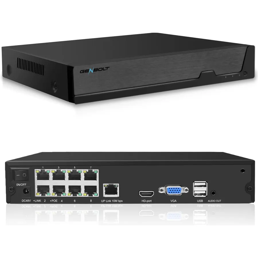 GENBOLT 4K PoE NVR, 10 Channel Network Video Recorder