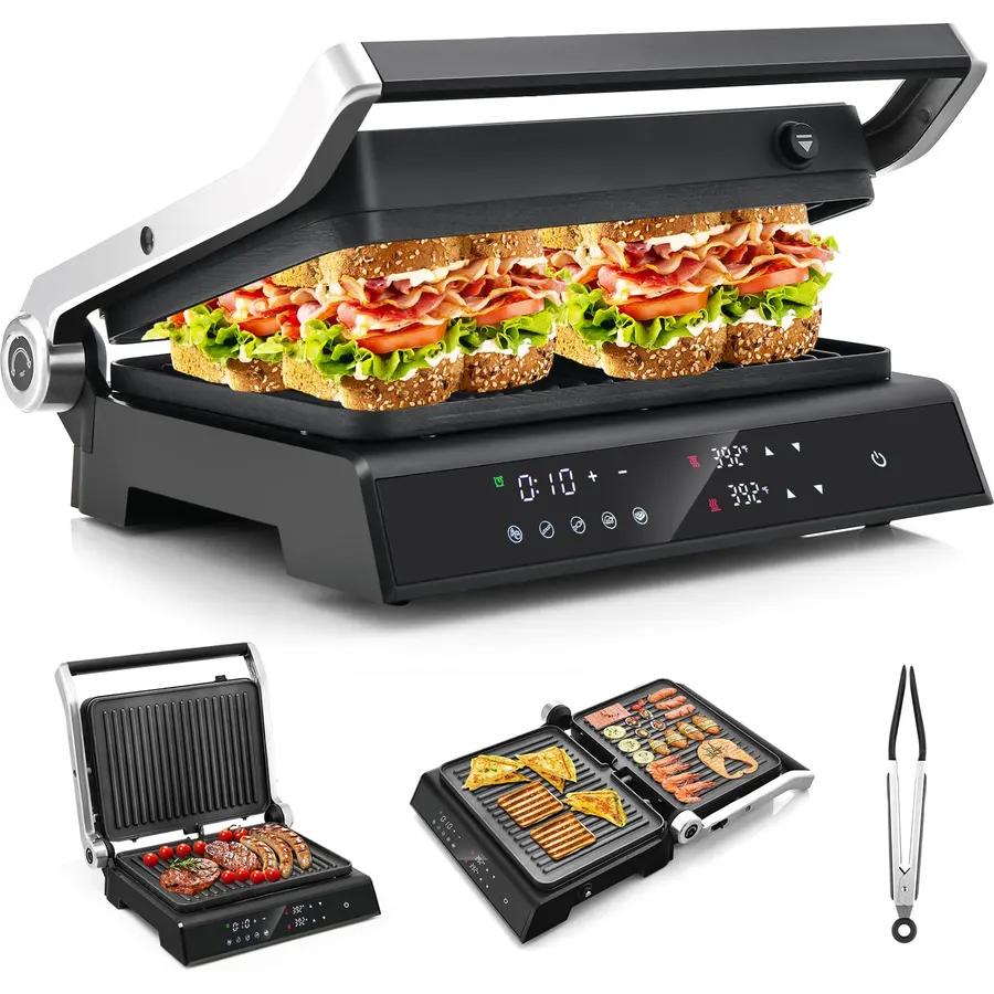 Giantex Panini Press Sandwich Maker, Indoor Electric Grill 5 Auto Modes