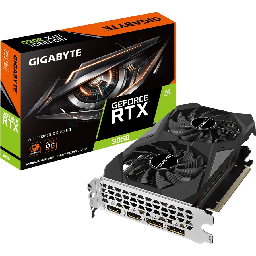 GIGABYTE GeForce RTX 3050 WINDFORCE OC V2 6G Graphics Card, 2X WINDFORCE Fans, 6GB GDDR6 96-bit GDDR6, GV-N3050WF2OCV2-6GD Graphics Card
