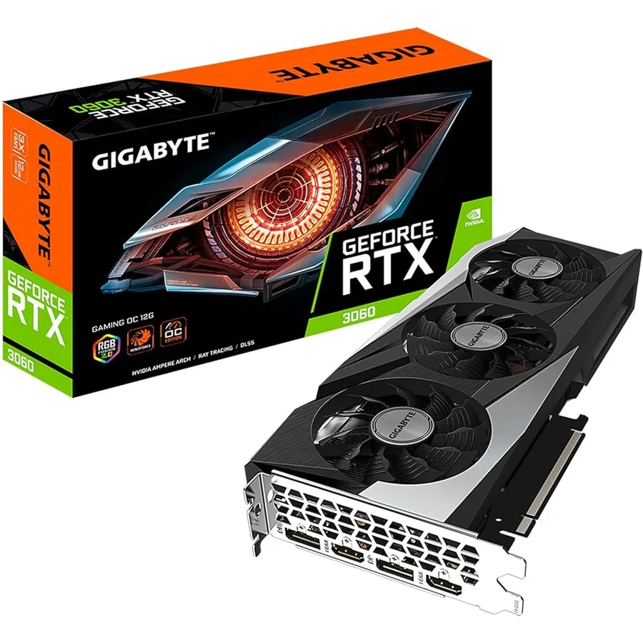 GIGABYTE GeForce RTX 3060 Gaming OC 12G (REV2.0) Graphics Card, 3X WINDFORCE Fans, 12GB 192-bit GDDR6, GV-N3060 Video Card