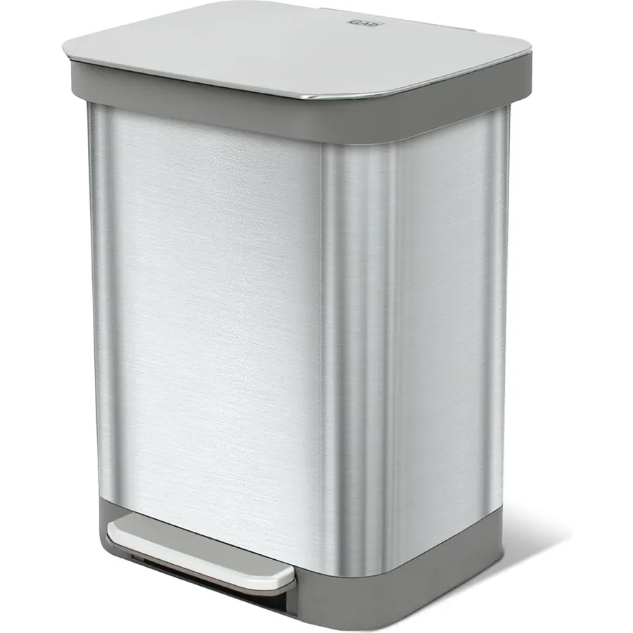 13 Gallon Stainless Steel Trash Can, 50L, Rectangular, Soft-Close Lid, Fingerproof Finish, Hands-Free Operation, Odor Protection,Black