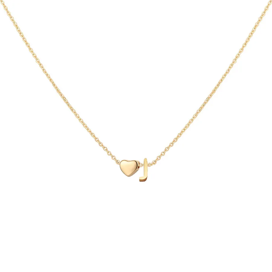 Glimmerst Initial Heart Necklace 18K Gold Plated Stainless Steel Tiny Heart Letter Necklace Personalized Monogram Name Necklace for Women