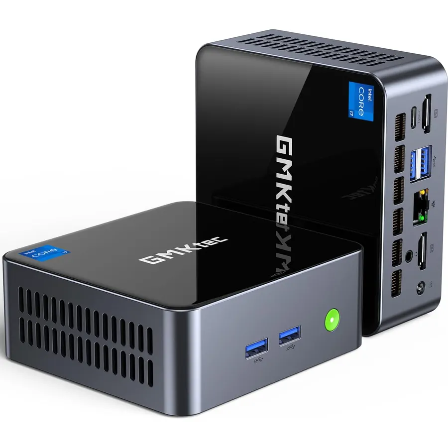 GMKtec Mini PC Intel Core i7-1185G7 (up to 4.8 GHz) 16GB DDR4 512GB SSD Desktop Mini Computers WiFi 6, BT 5.2/ DP, HDMI/RJ45 2.5G/USB4.0