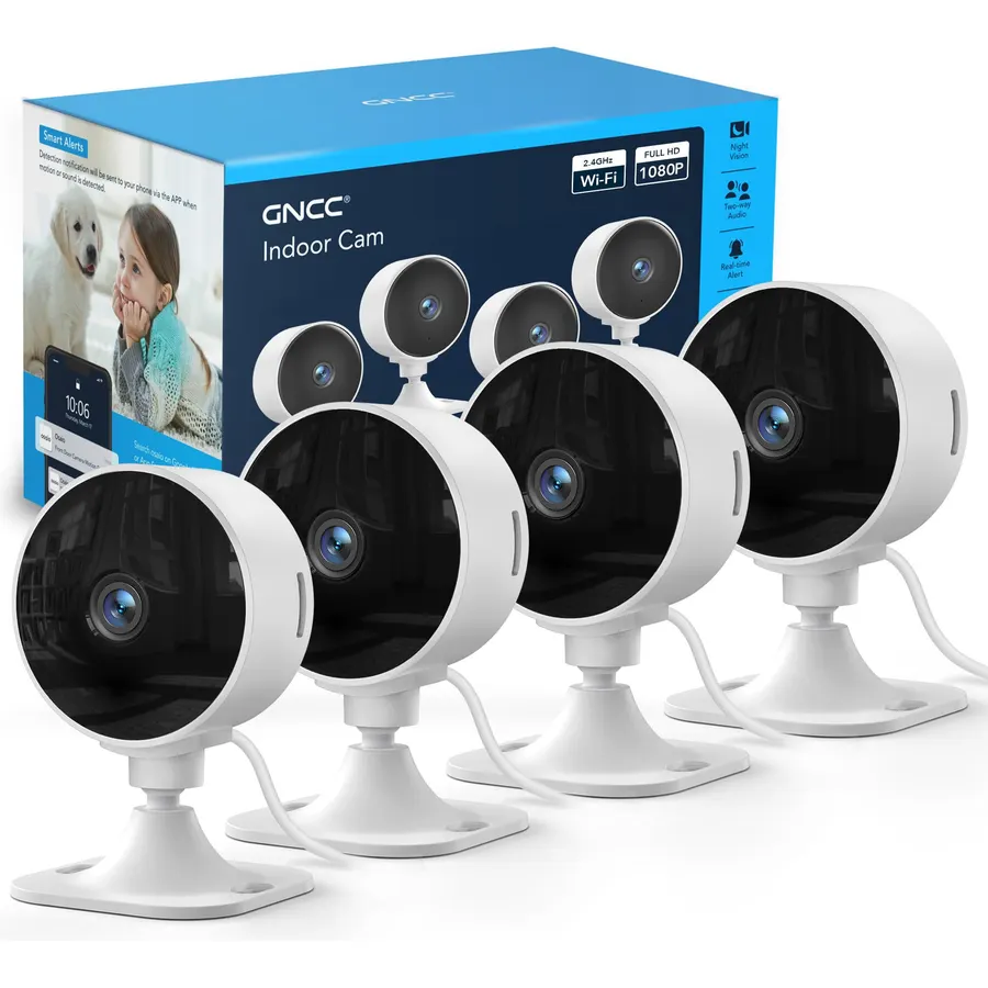 GNCC 2.4GHz Indoor Security Camera for Home, 1080P Baby & Pet Cam, 4-Pack
