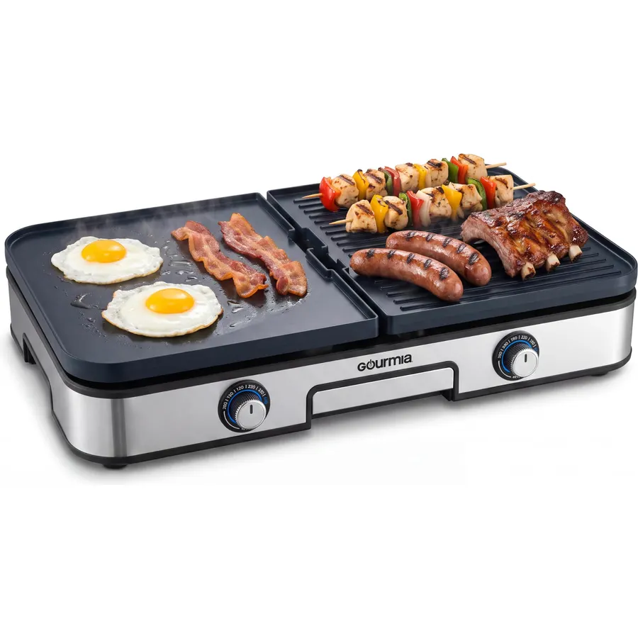 Gourmia Electric Grill & Griddle - Reversible Nonstick Ceramic Plates
