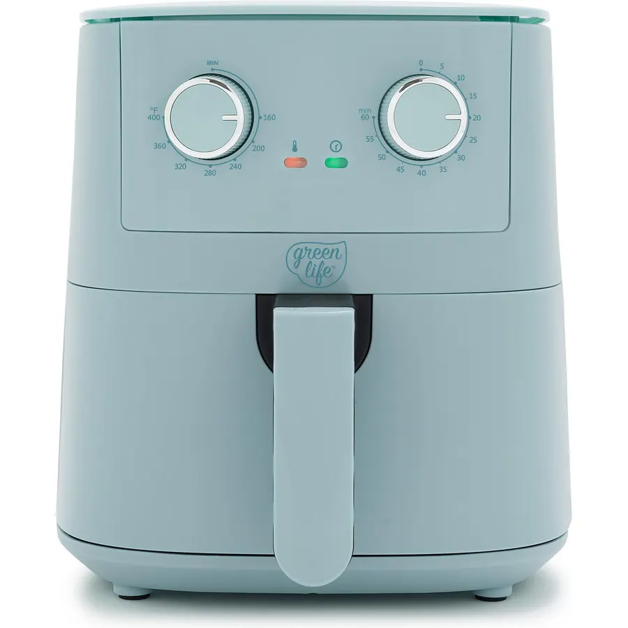 GreenLife 4.5QT Mechanical Air Fryer, Blue Haze