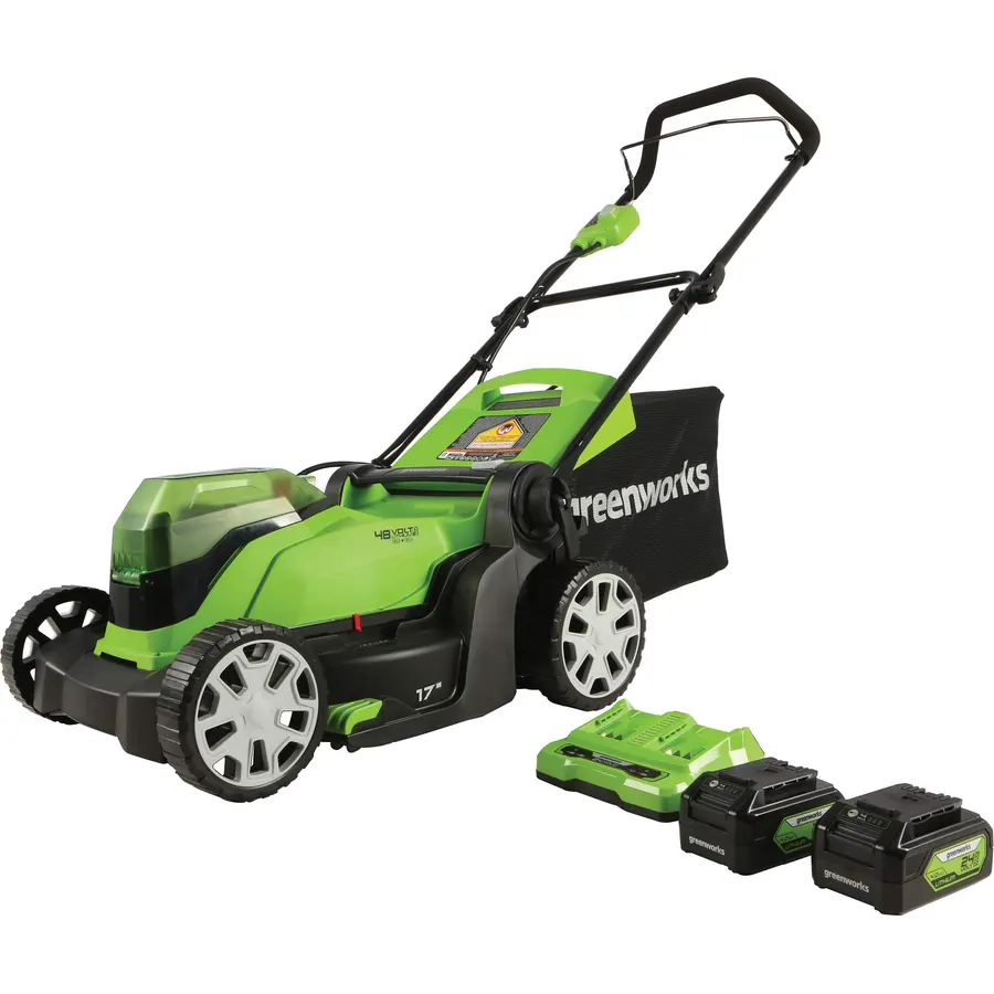 Greenworks 48V (24V x 2) 20in Push Lawn Mower, (2) 4.0 Ah Batteries Kit