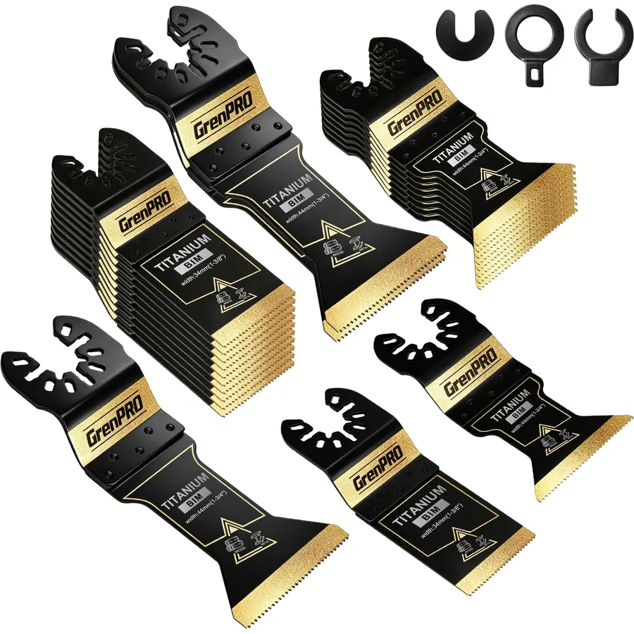 22PCS Titanium Oscillating Tool Blade, Multi Tool Blades Kits for Metal, Wood and Plastic, Oscillating Saw Blades Fit Fein, Bosch, Metabo, Hitachi, AEG, Einhell, Newone