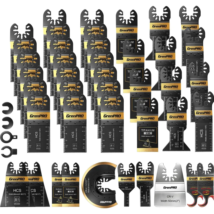 GRENPRO 42Pcs Oscillating Tool Blades, Multi Tool Blades for Wood & Metal