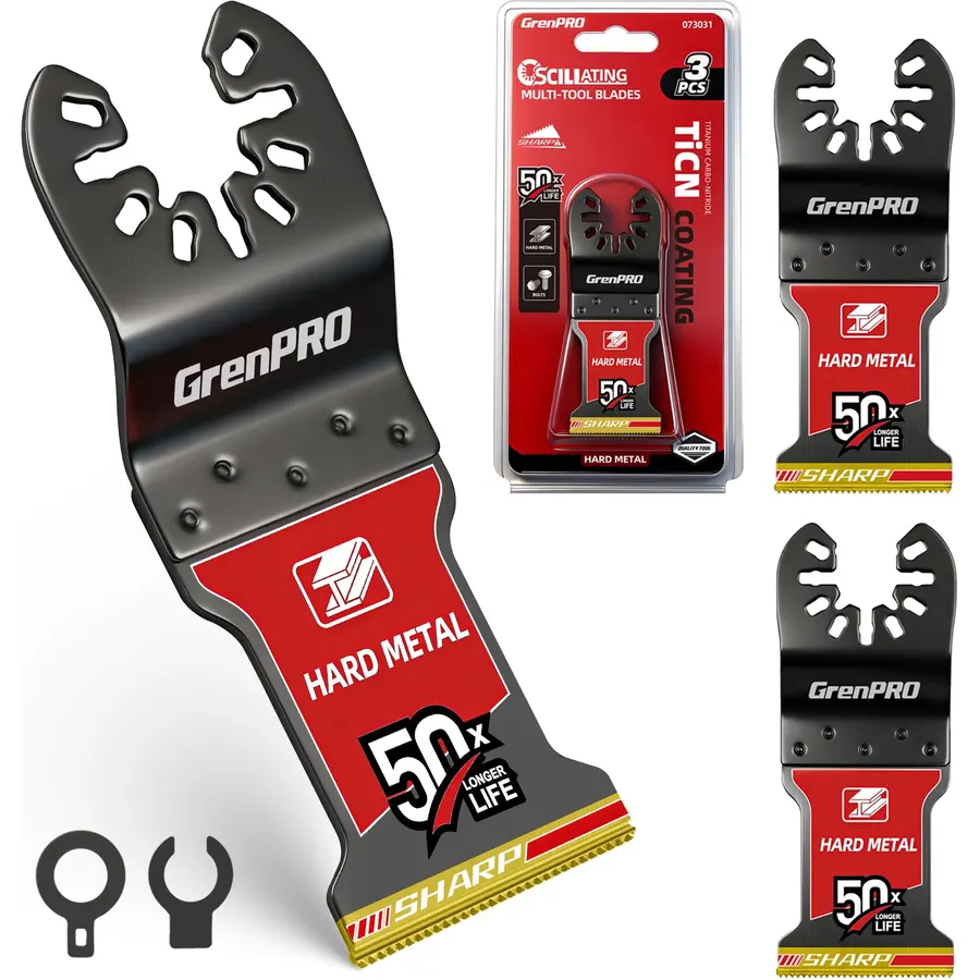 GRENPRO TiCN Carbide Oscillating Saw Blades for Metal Cutting 3-Pack