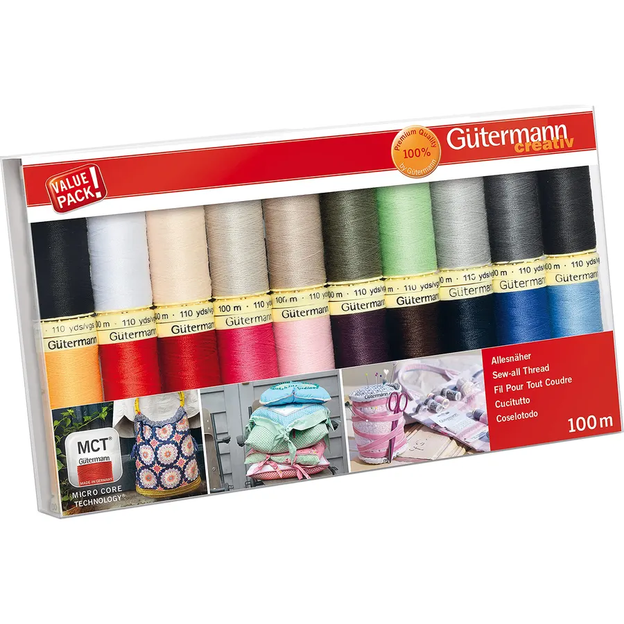 Gutermann Thread Set: Sew-All: 100m: Pack of 20, Assorted