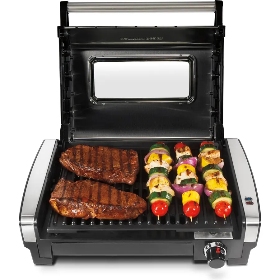Hamilton Beach Electric Indoor Searing Grill With Lid & Viewing Window