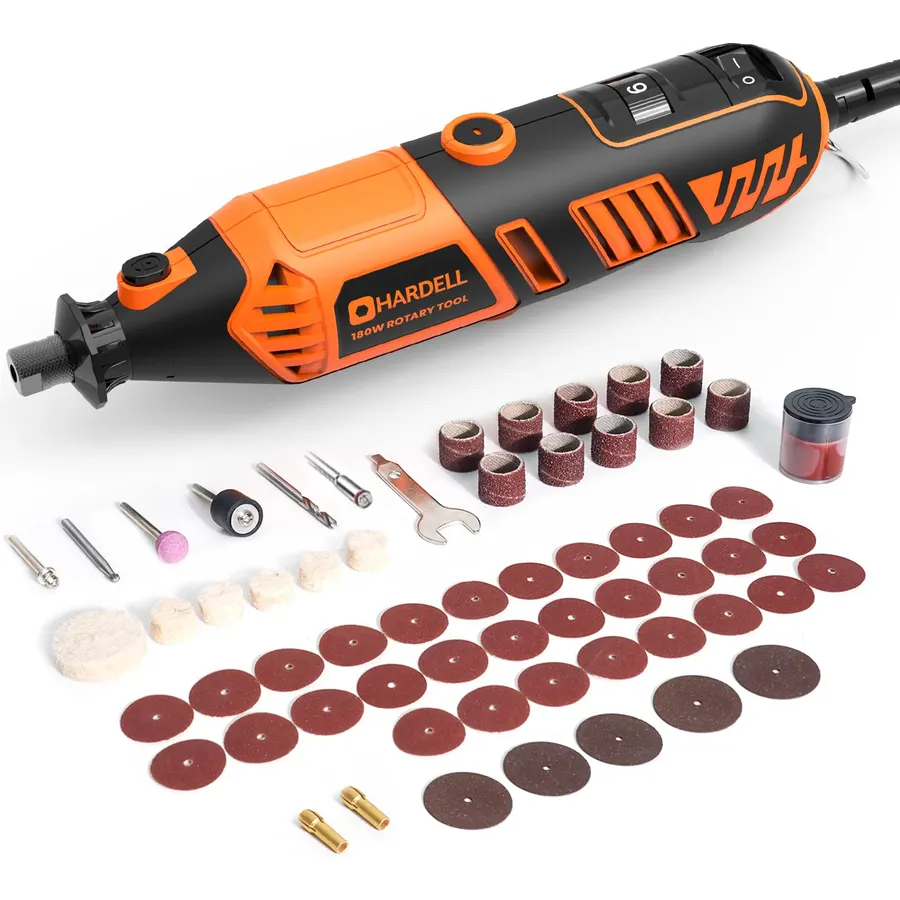 HARDELL 180W Corded Rotary Tool Kit, 8000-35000 RPM 61 Accessories for DIY
