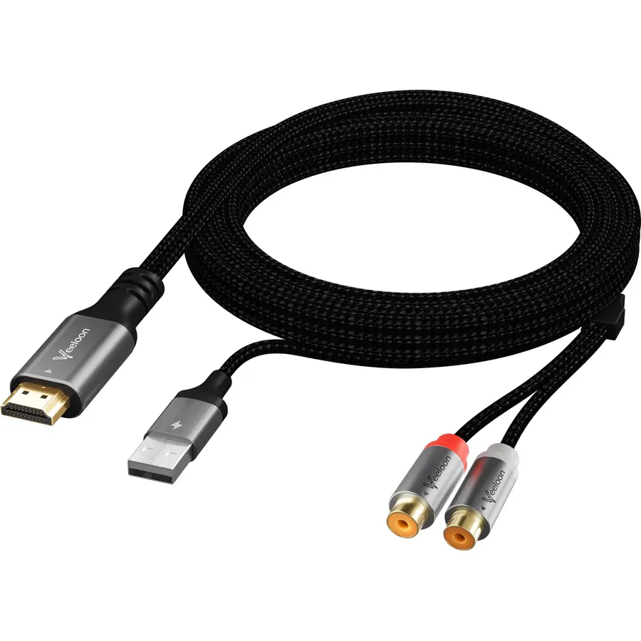 HDMI ARC to 2 RCA Female Audio Extractor Converter Cable 1.5 FT for TV to Soundbars,USB Powered ARC/eARC to Dual L/R Stereo RCA Adapter Splitter,192KHz PCM for Sound System Speaker Amplifier,Plug&Play