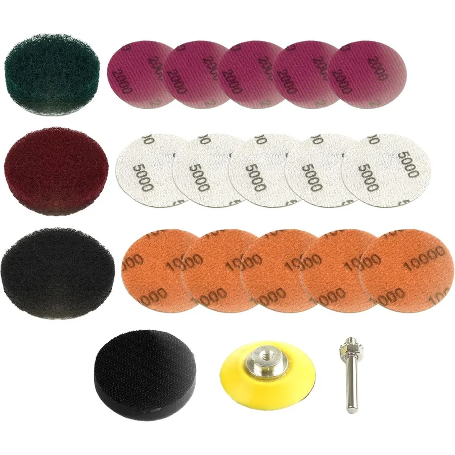 Headlight Restoration Kit 2 Inch Drill Pads Sanding Discs Buffer System for Cloudy Yellowed Lenses Plastic Polish Tool Set