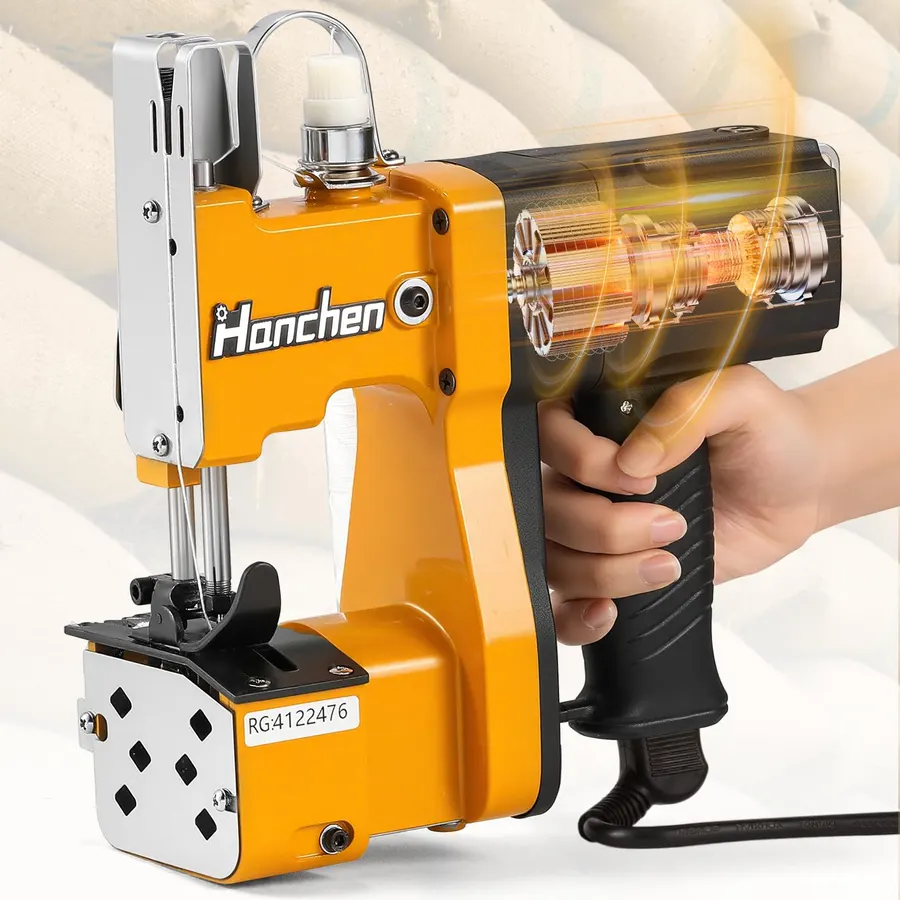 High Speed Bag Sewing Machine | Industrial Portable Bag Closer for Woven PP, Kraft Paper & Burlap Sacks | Handheld Bag Closing Heavy Duty Sewing Tool | 18,000 RPM Stitcher for Farm & Warehouse Sealing