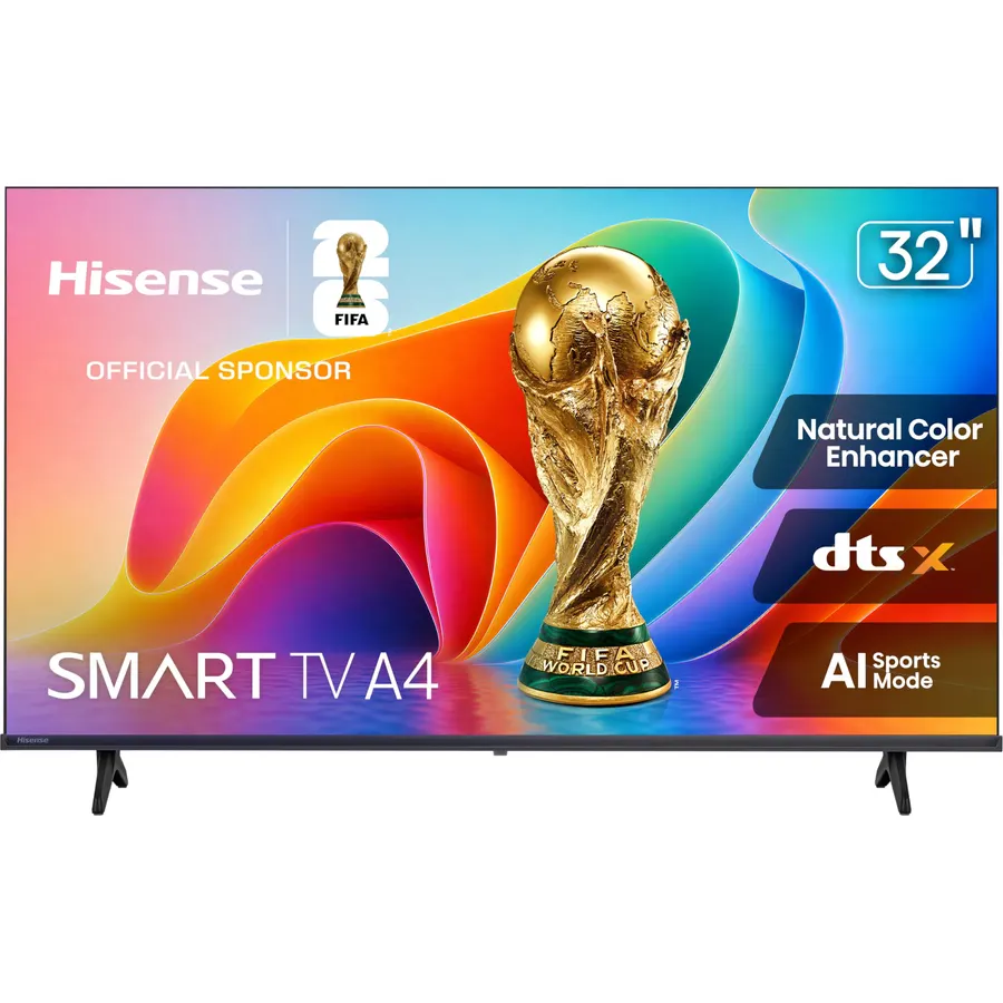 Hisense 32-Inch Class A4 Series HD 1080p Smart VIDAA TV (32A4NV, 2026 Model) - DTS Virtual: X, Noise Reduction, AI Sports Mode, Apple Airplay & Apple Home, Alexa Built in
