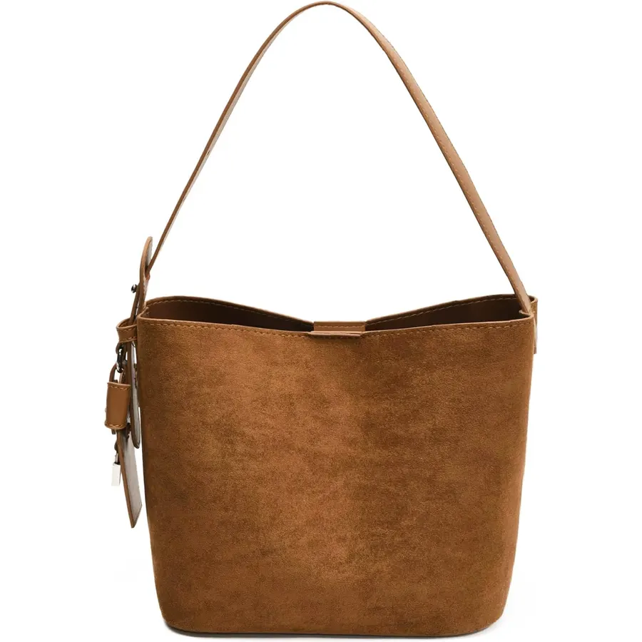 HJMND Suede Bucket Bag Suede Bags For Women Brown Bucket Bag Single Shoulder Handbag Crossbody Bag Vacation Purse