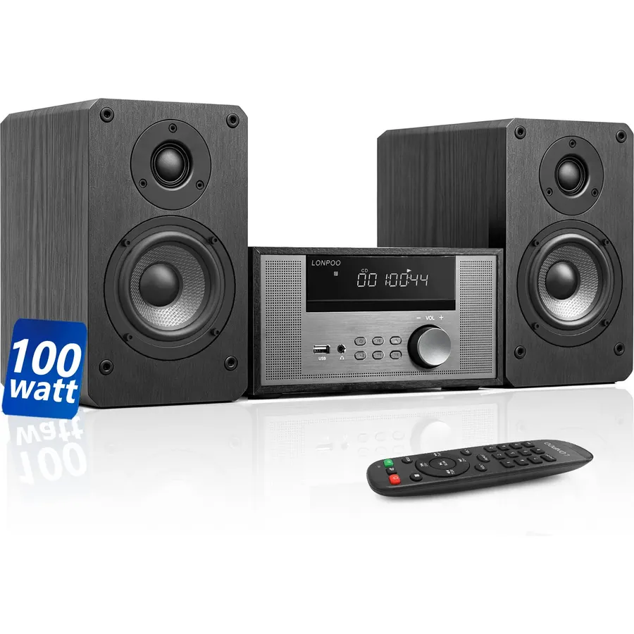 Home CD Stereo Shelf System,100W Hi-Fi Bookshelf Speskers System
