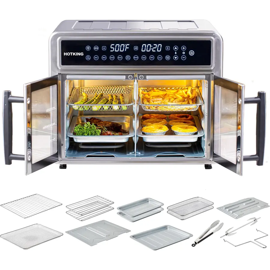 HotKing Dual-Zone Air Fryer Toaster Oven Combo, 28 QT XL Convection Oven