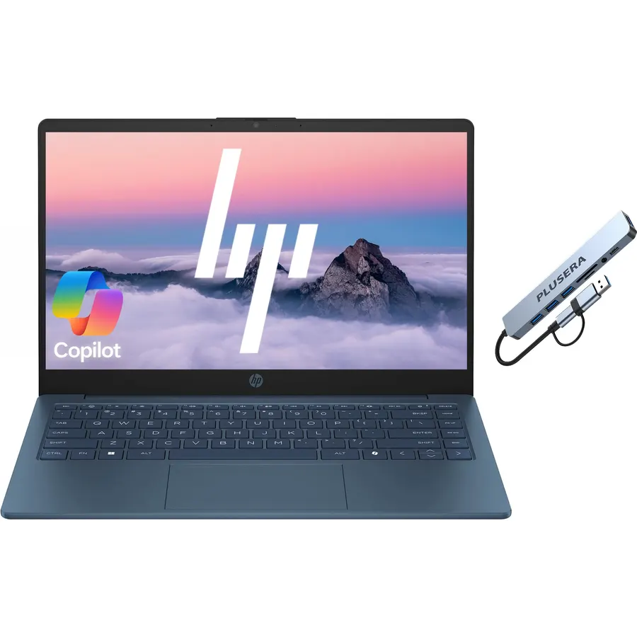 HP 14" Business Laptop Computer with 1-Year Office 365, Intel Quad-Core N150 Processor, 640GB Storage (128GB UFS+512GB Docking Set), 16GB RAM, Windows 11 Home, Waterfall Blue