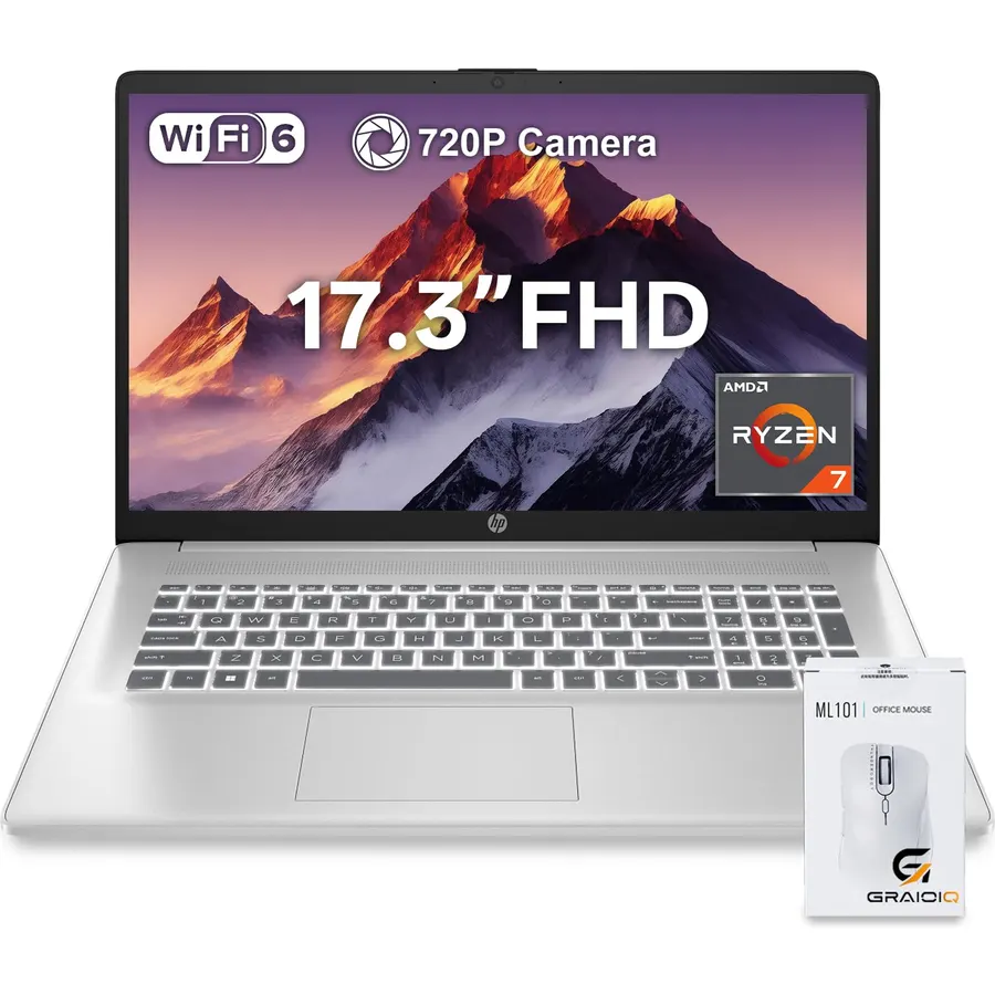 HP Essential 17”Laptop, AMD Ryzen 7 7730U, 64GB DDR4 + 2TB SSD