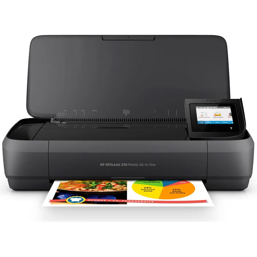 HP OfficeJet 250 Wireless Mobile Printer, Scanner, Copier - Black, Battery Included (CZ992A)
