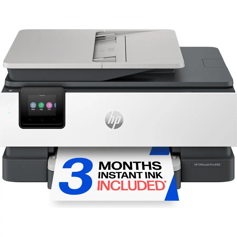 HP OfficeJet Pro 8125 Wireless All-in-One Color Inkjet Printer, Print, Scan, Copy, ADF, Duplex Printing Best-for-Home Office, 3 Month Trial of Instant Ink Included, AI-Capable (C2VJ4A)