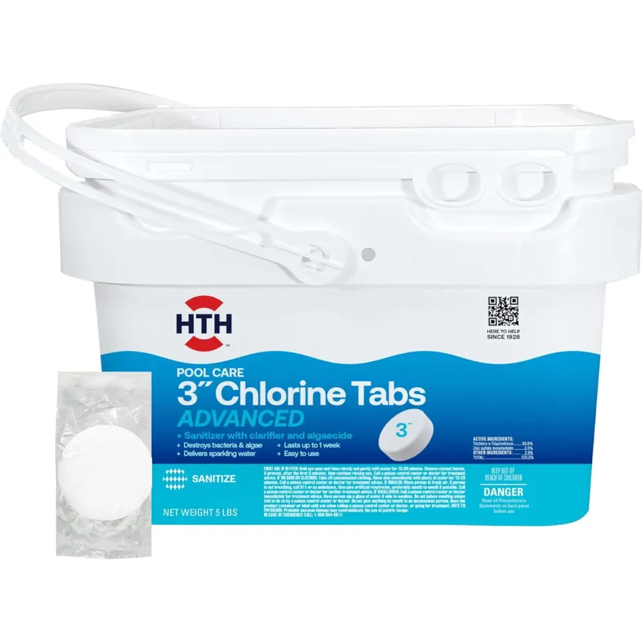 HTH 42052W, Pool Care 3" Chlorine Tabs Advanced, 5 lbs