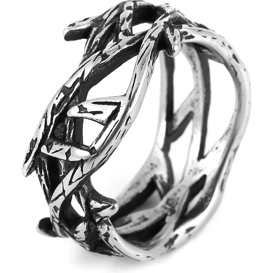 HZMAN Jesus Crown of Thorns Ring for Men Stainless Steel Pinky Ring